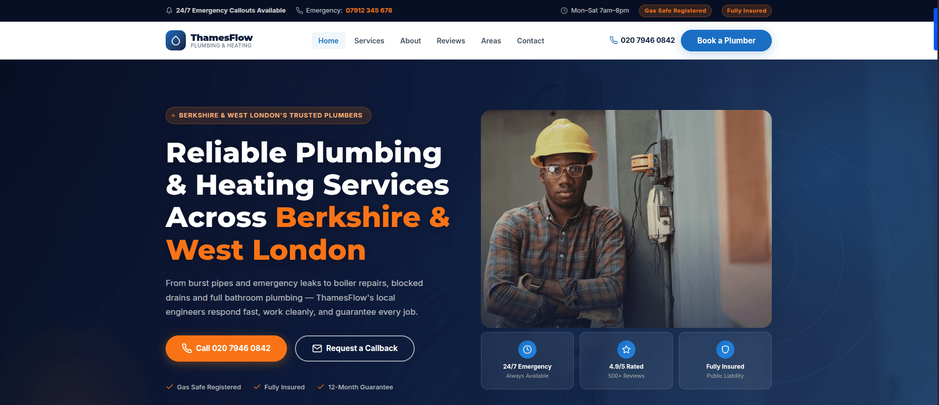 Example plumber website — ThamesFlow template preview